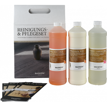 Cleaning and Care Set for natural oiled surfaces (set of 3, incl. care oil Eco colourless)